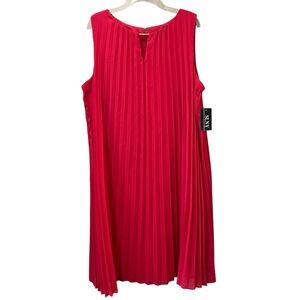 NEW SLNY dress Hot Pink Pleated Knee Length Lined Sleeveless MSRP $99